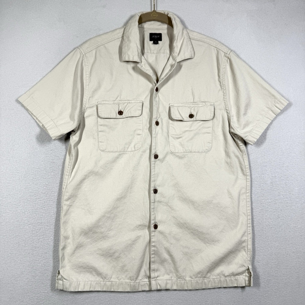J Crew Shirt Mens Small Corduroy Camp Collar Short Sleeve Flap Pocket Retro